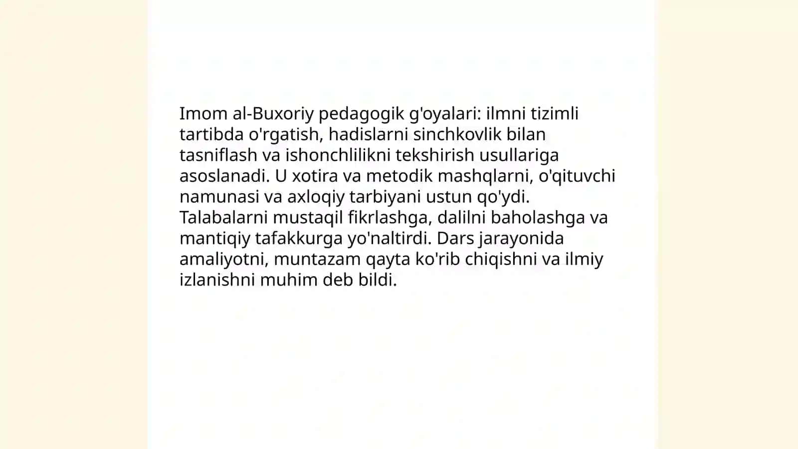 Imom Al-Buxoriyning pedagogik g'oyalari 3