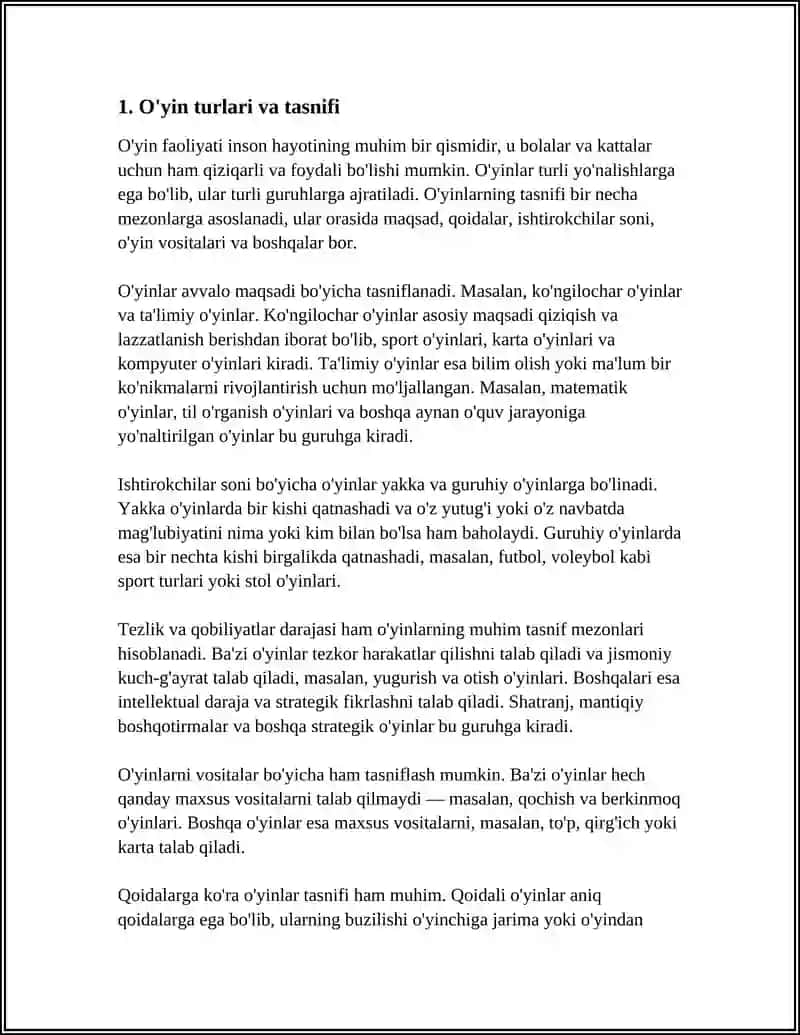 O'YIN FAOLIYATI 3