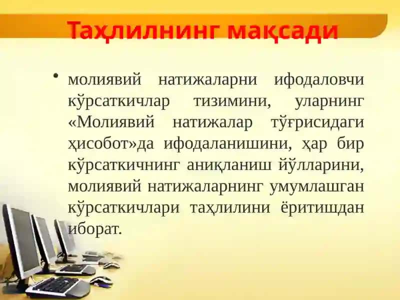 Молиявий натижалар ва рентабелликтаҳлили 3