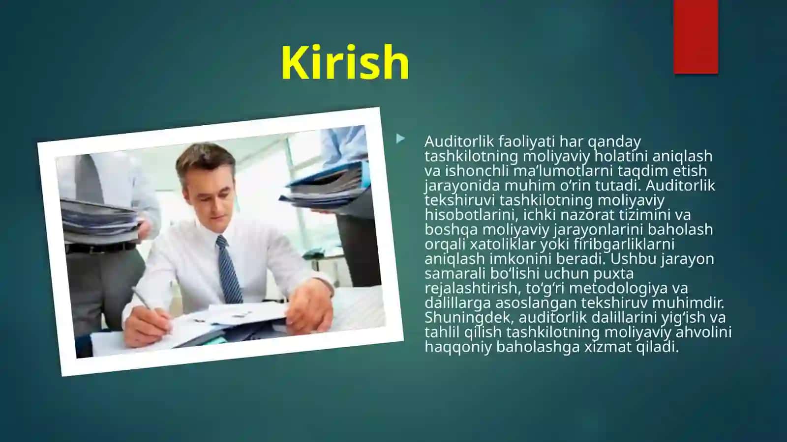 Auditorlik tekshiruvini rejalashtirish va auditorlik dalillarini yig'ish 3