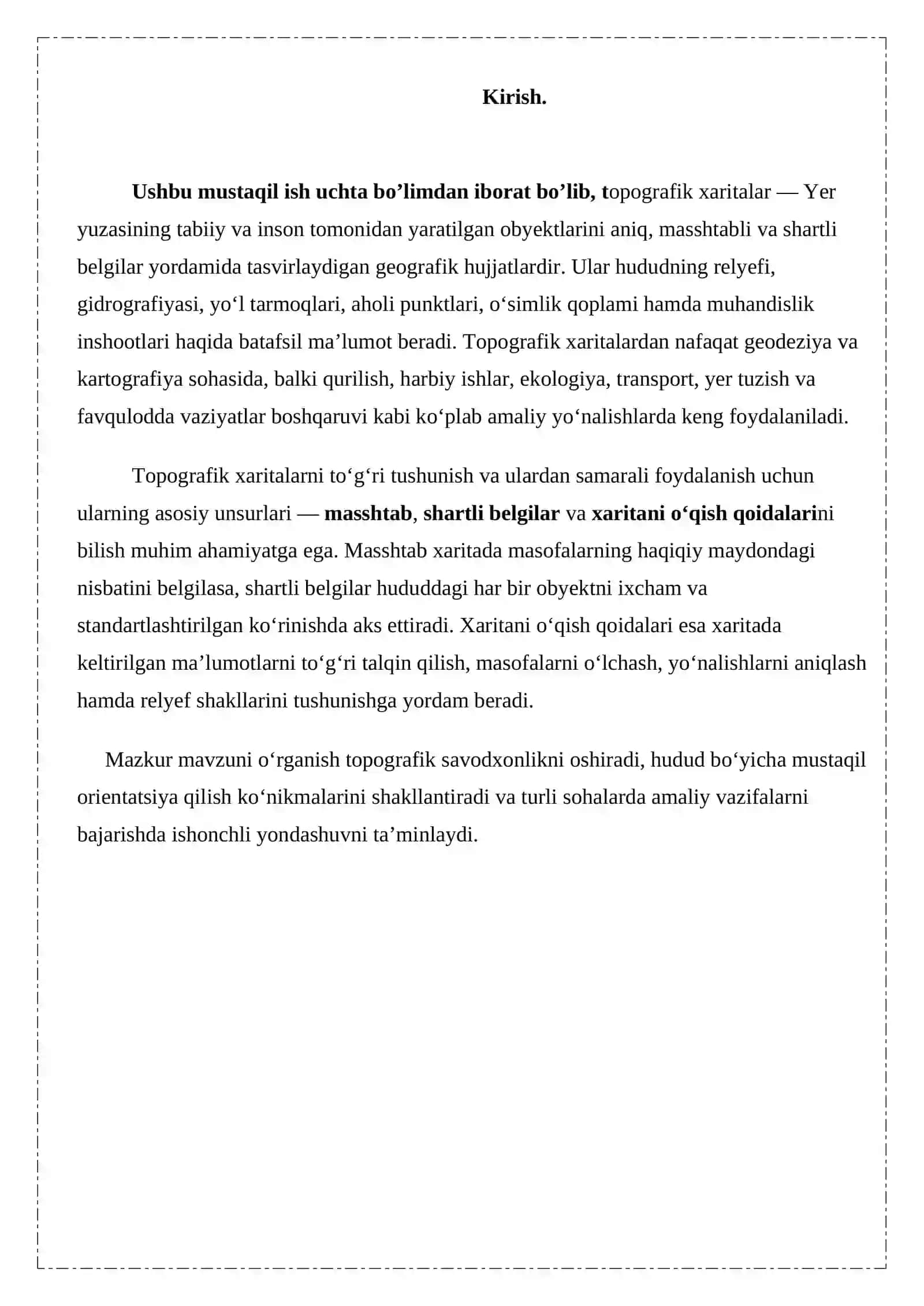 Kartografik chizmachilik qoidalari belgilar, masshtab va ramka 3