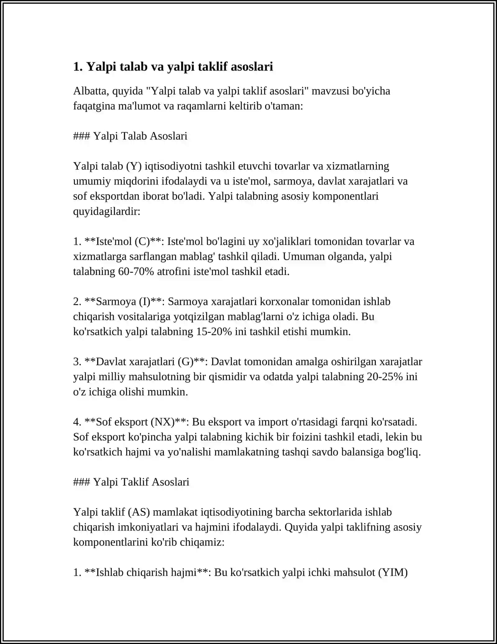 Yalpi Talab Yalpi Taklif Modeli 3
