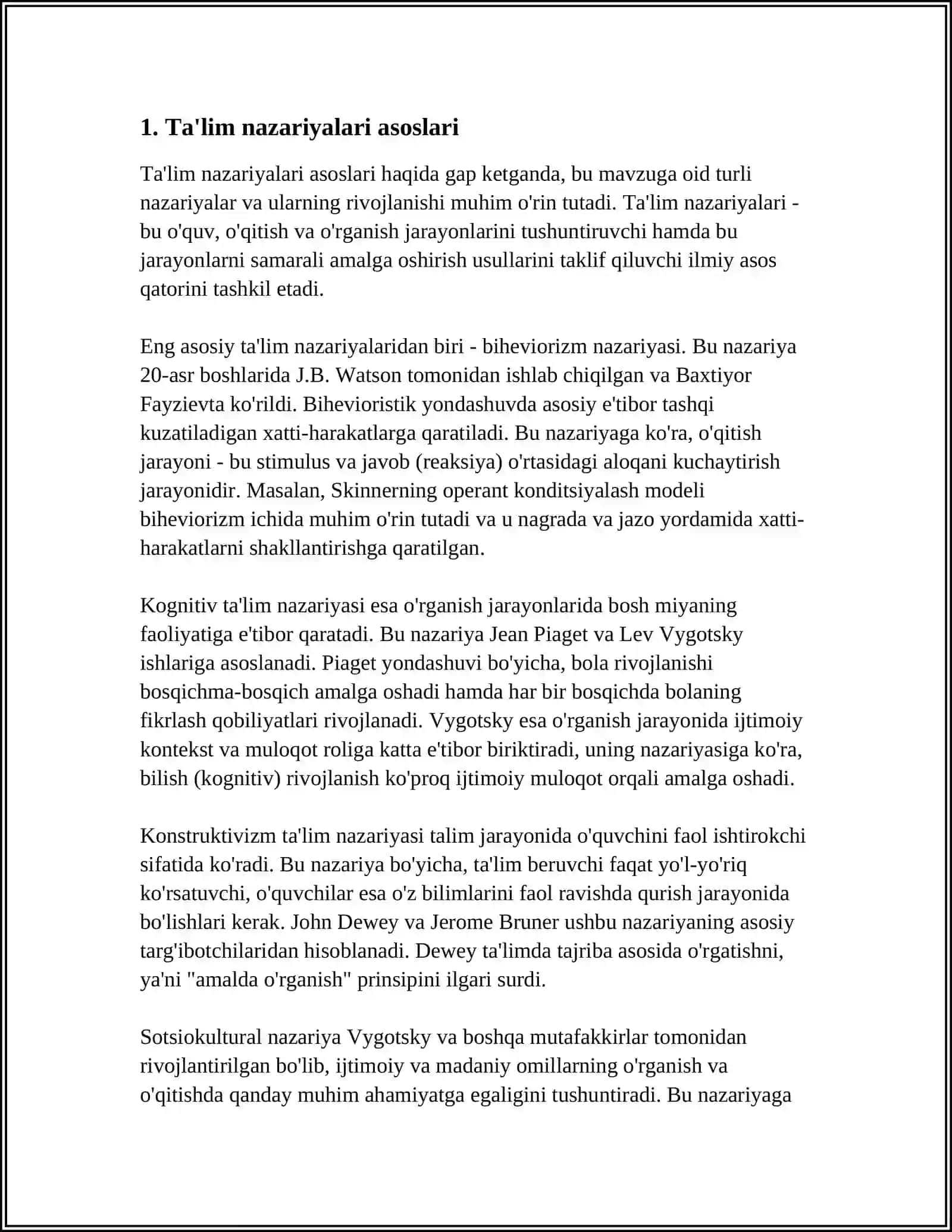 DIDAKTIKA TA'LIM NAZARIYASI SIFATIDA. TA'LIM PARADIGMALARI 3