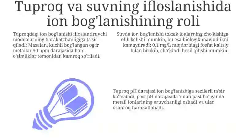 Tuproq va suvning ifloslanishida ion bog'lanishining roli 3