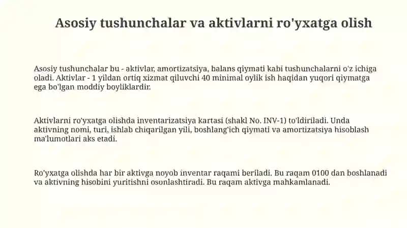 Asosiy vositalar harakatini xujjatlashtirish 3