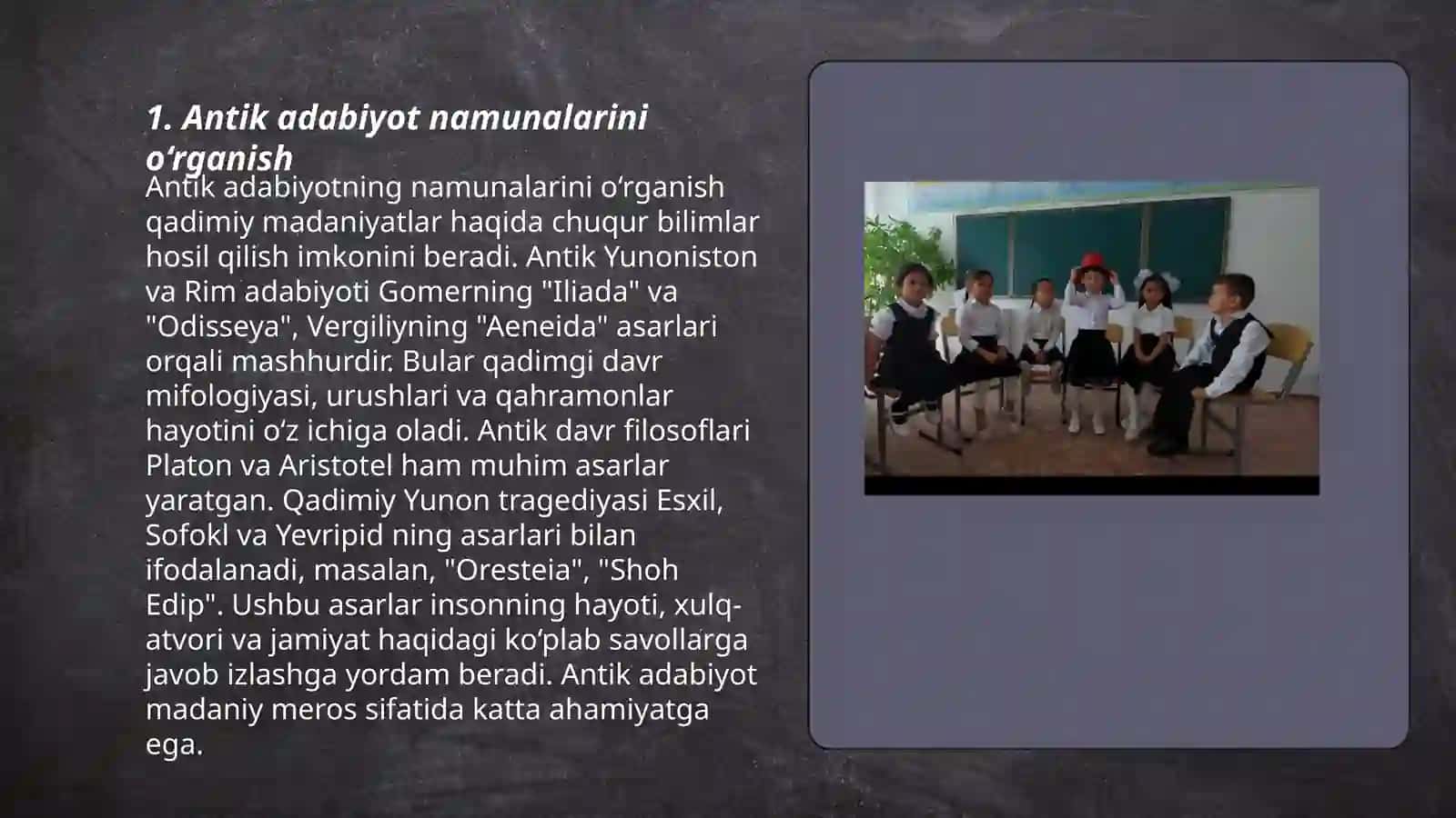 Antik adabiyot namunalarini o‘rganish 3