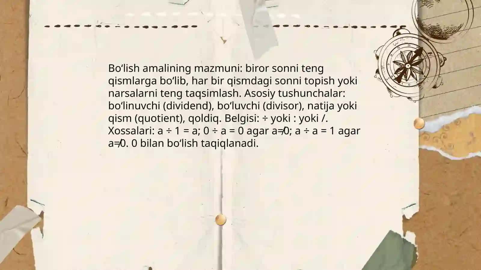 Boʻlish, ulush va qismlar, kasrlar 3