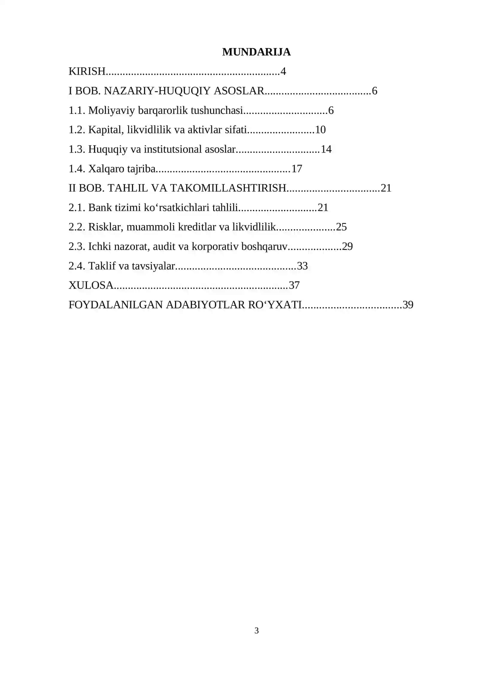 Tijorat banklarining moliyaviy barqarorligini tahlil qilish 3