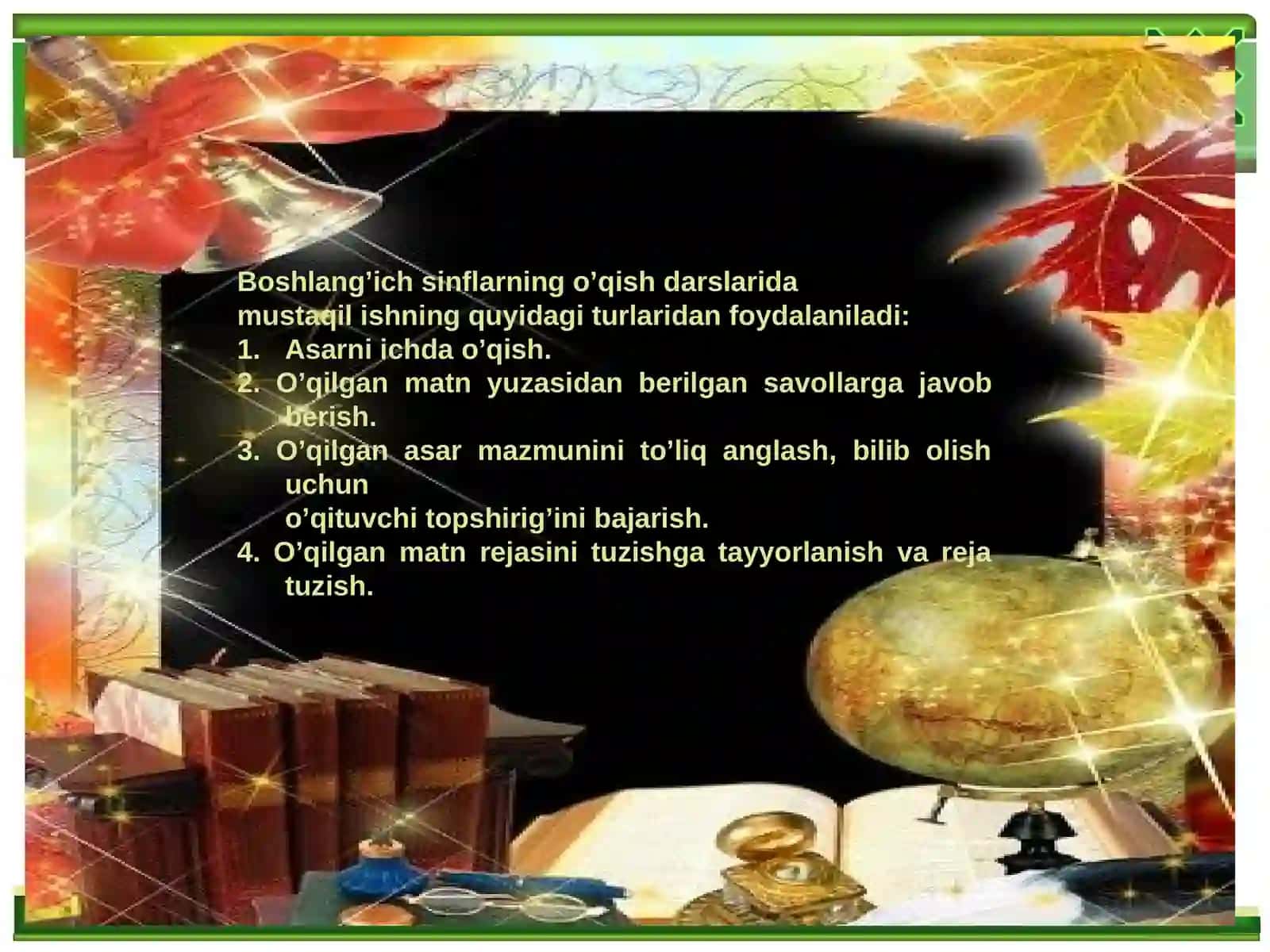 O’qish darslarida mustaqil ishlar 3