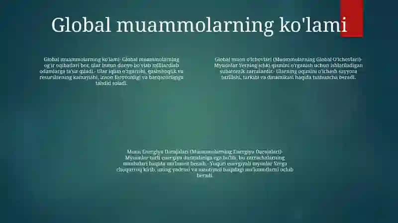 Global Muommolarning Mezonlari Va Darajalari 3