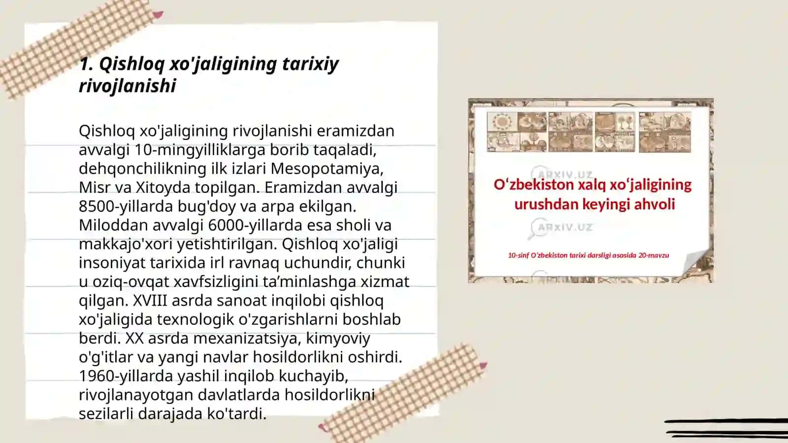 Qishloq xo'jaligining tarixiy rivojlanishi 3