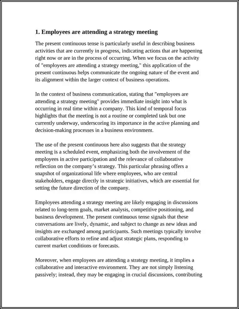 PRESENT CONTINUOUS DESCRIBING BUSINESS ACTIVITIES 3