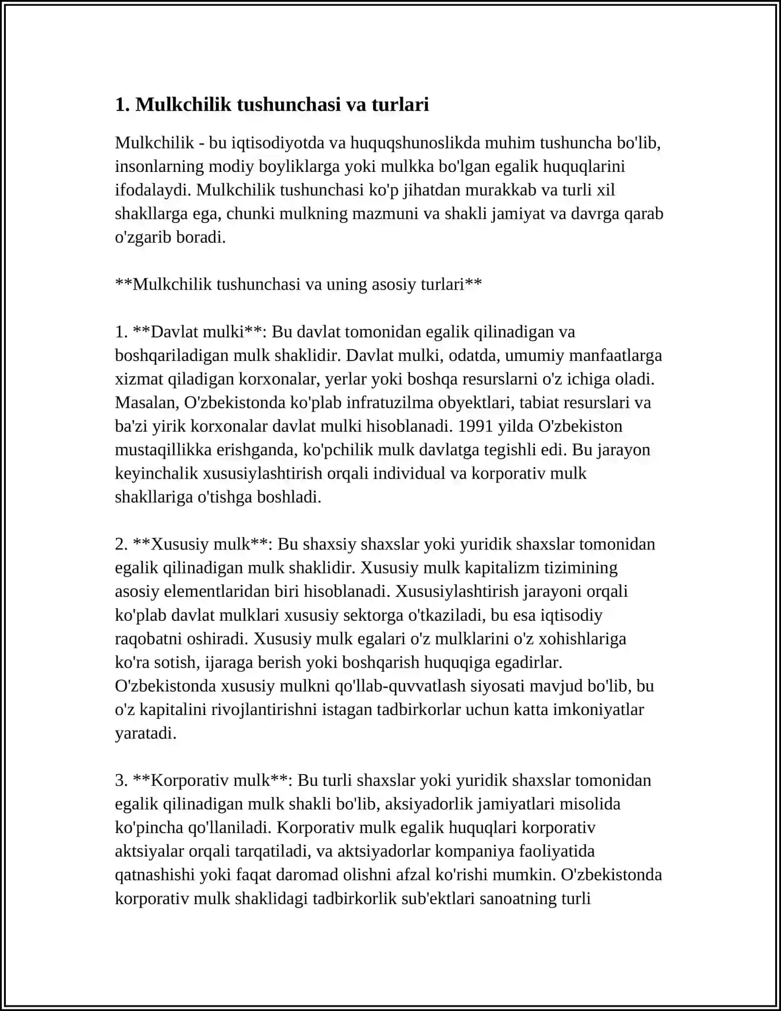 MULKCHILIK MUNOSABATLARI 3