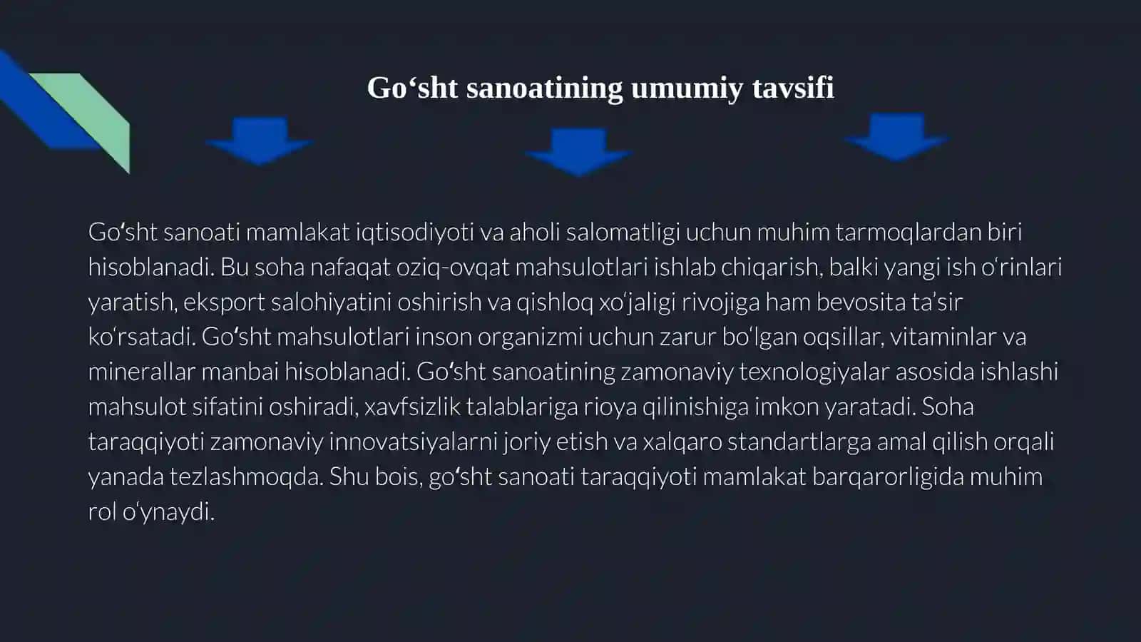 Goʻsht sanoati sohasini rivojlantirish 3