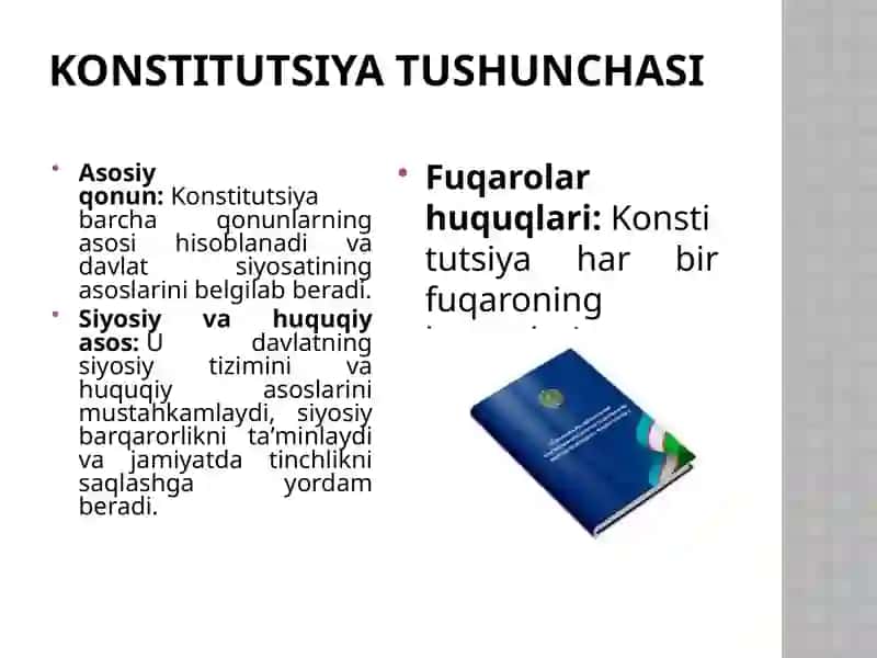 konstitutsiyyaning davlat va jamiyat hayotidagi o'rni 3