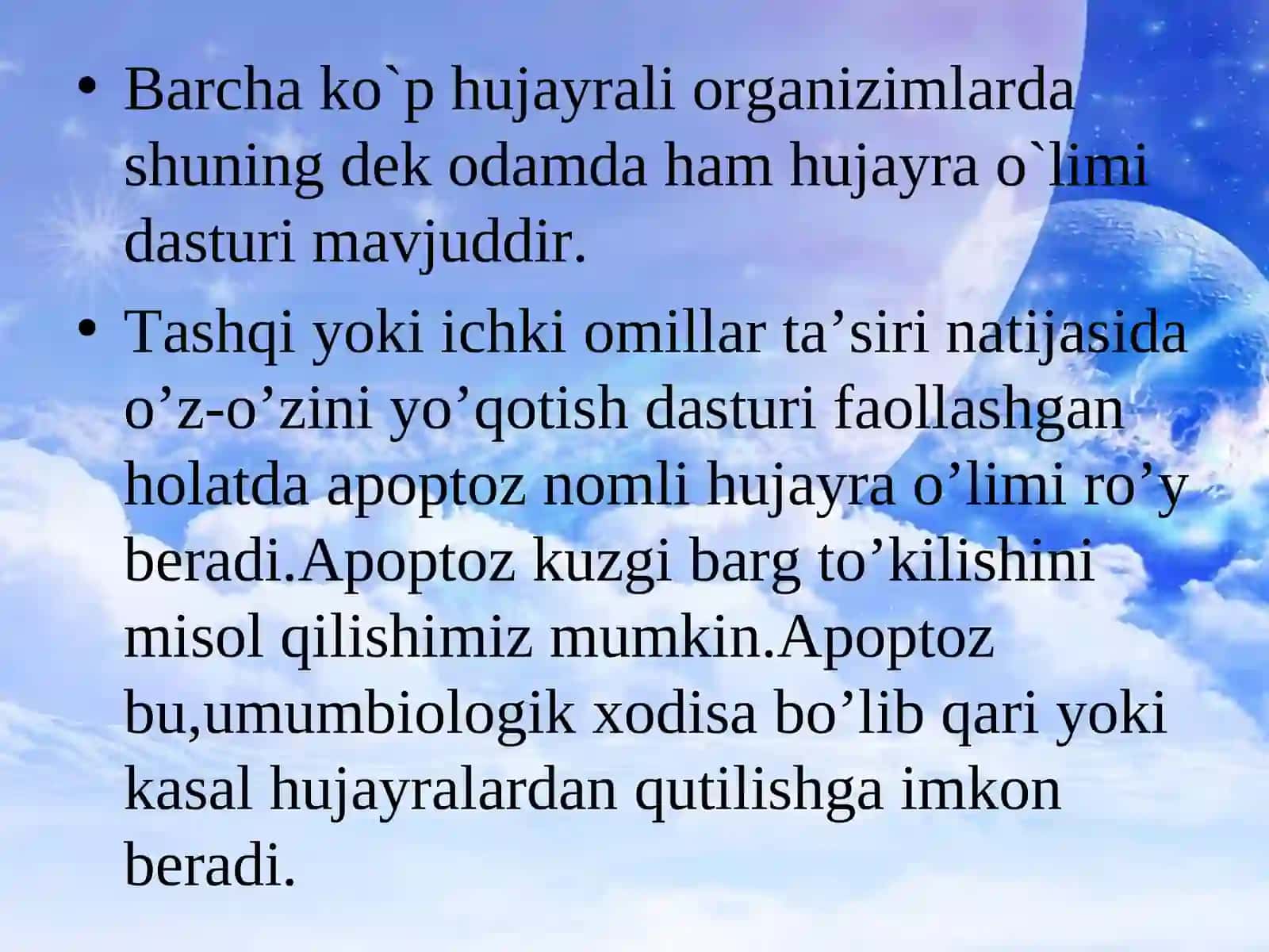 DASTURLASHGAN HUJAYRA O’LIMI (APOPTOZ) 3