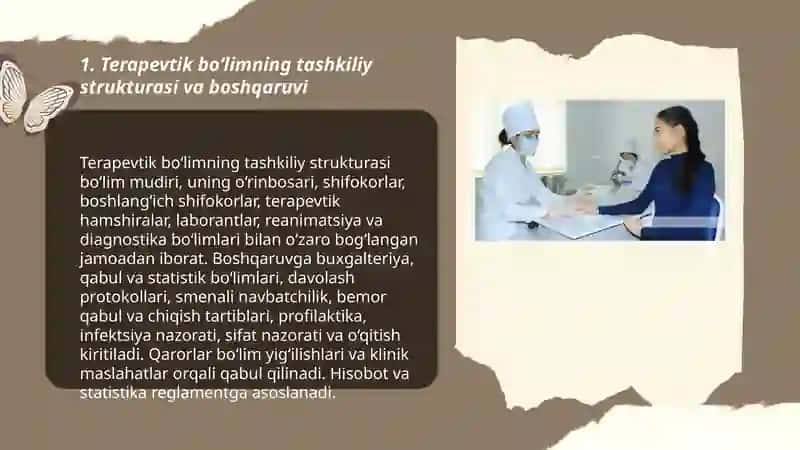 Shifoxonalarda terapevtik (davolash) boʻlimi 3