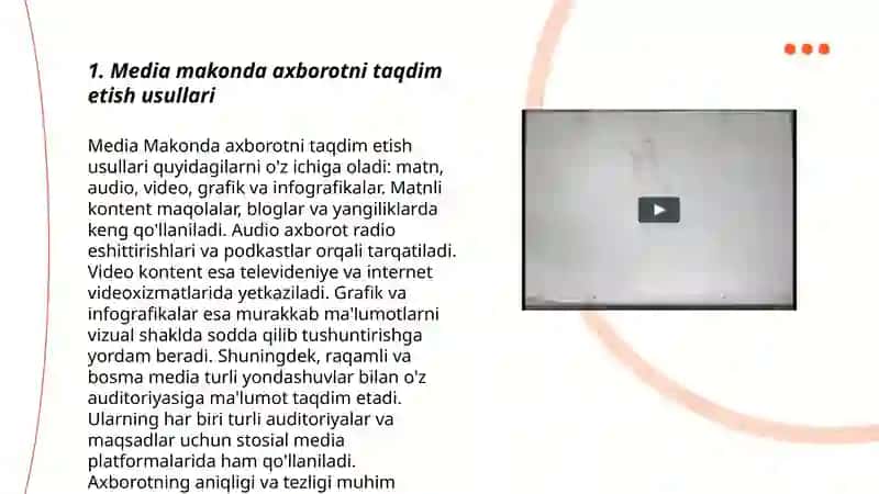 Media makonda axborotni taqdim etish 3