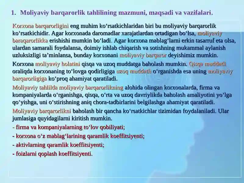 MOLIYAVIY  BARQARORLIK  TAHLILI 3