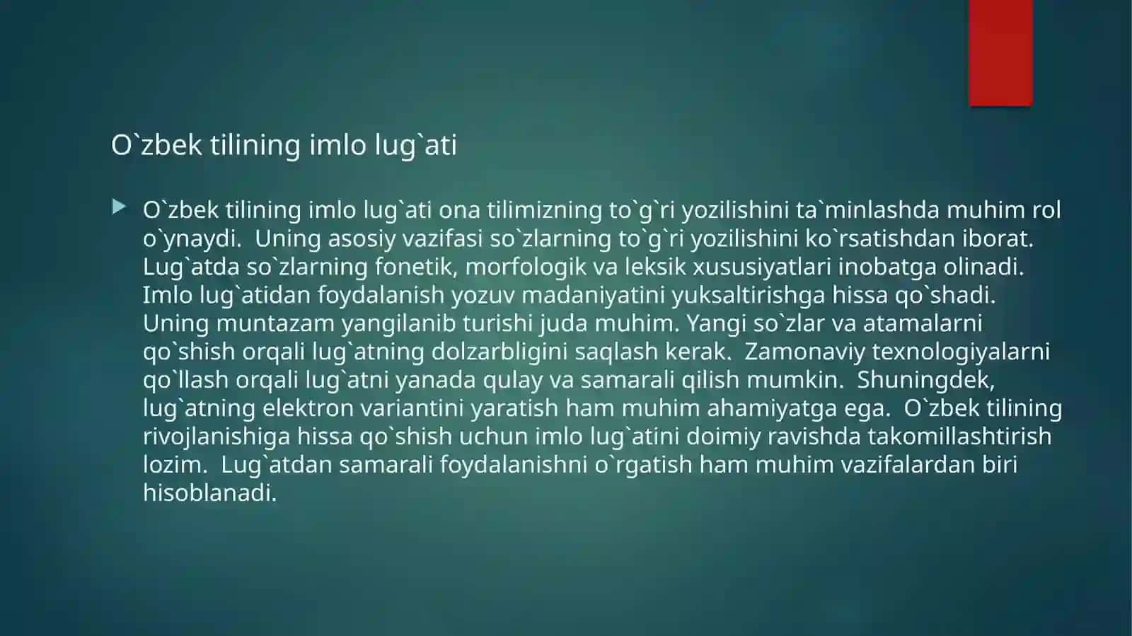 Òzbek tilining imlo luĝati ustida ishlash 3