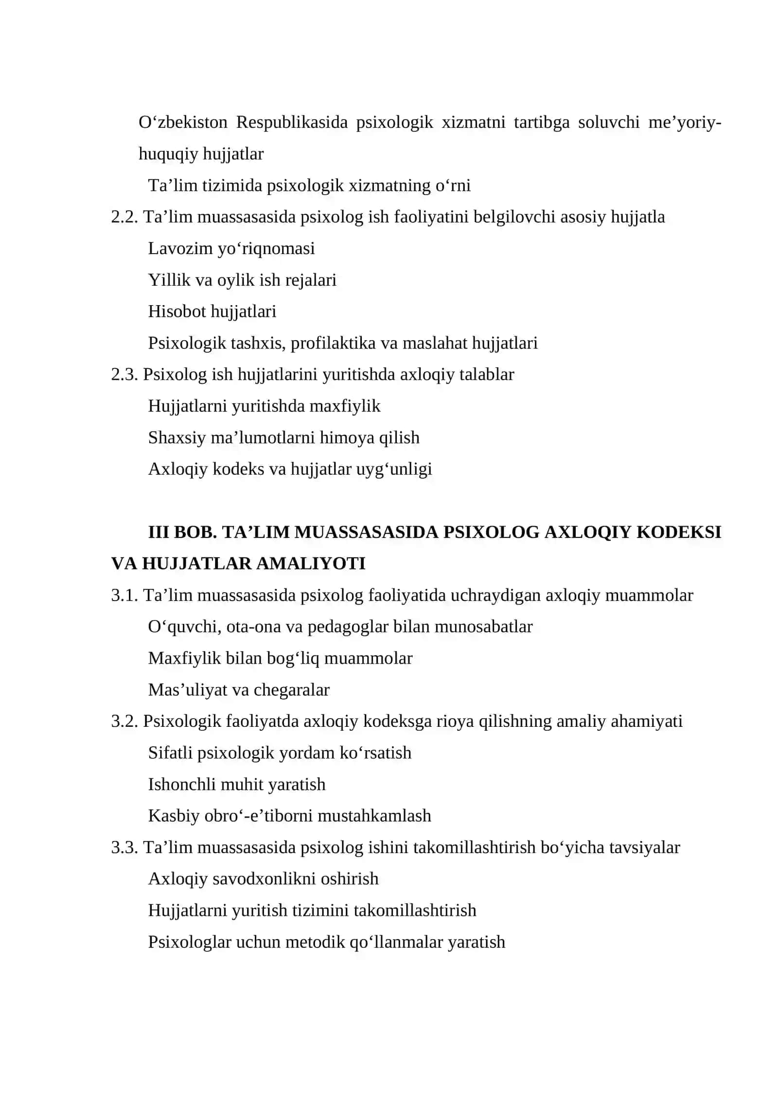 Psixologning axloqiy kodeksi: Talim muassasasida psixolog faoliyatini belgilavchi hujjatlar 3