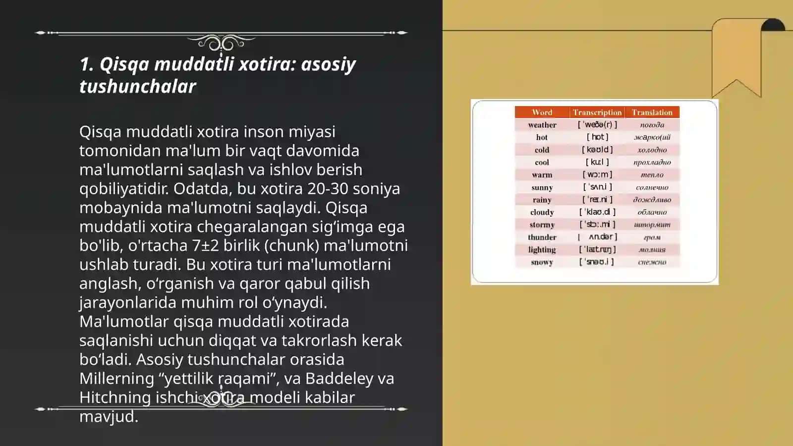 Qisqa muddatli va operativ xotiraning hajmini oʻrganish 3