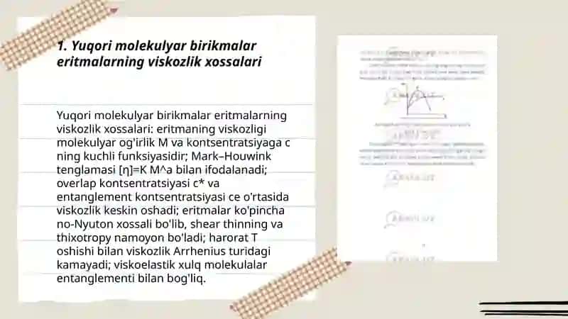 Yuqori molekulyar birikmalar eritmalarning xossalari 3