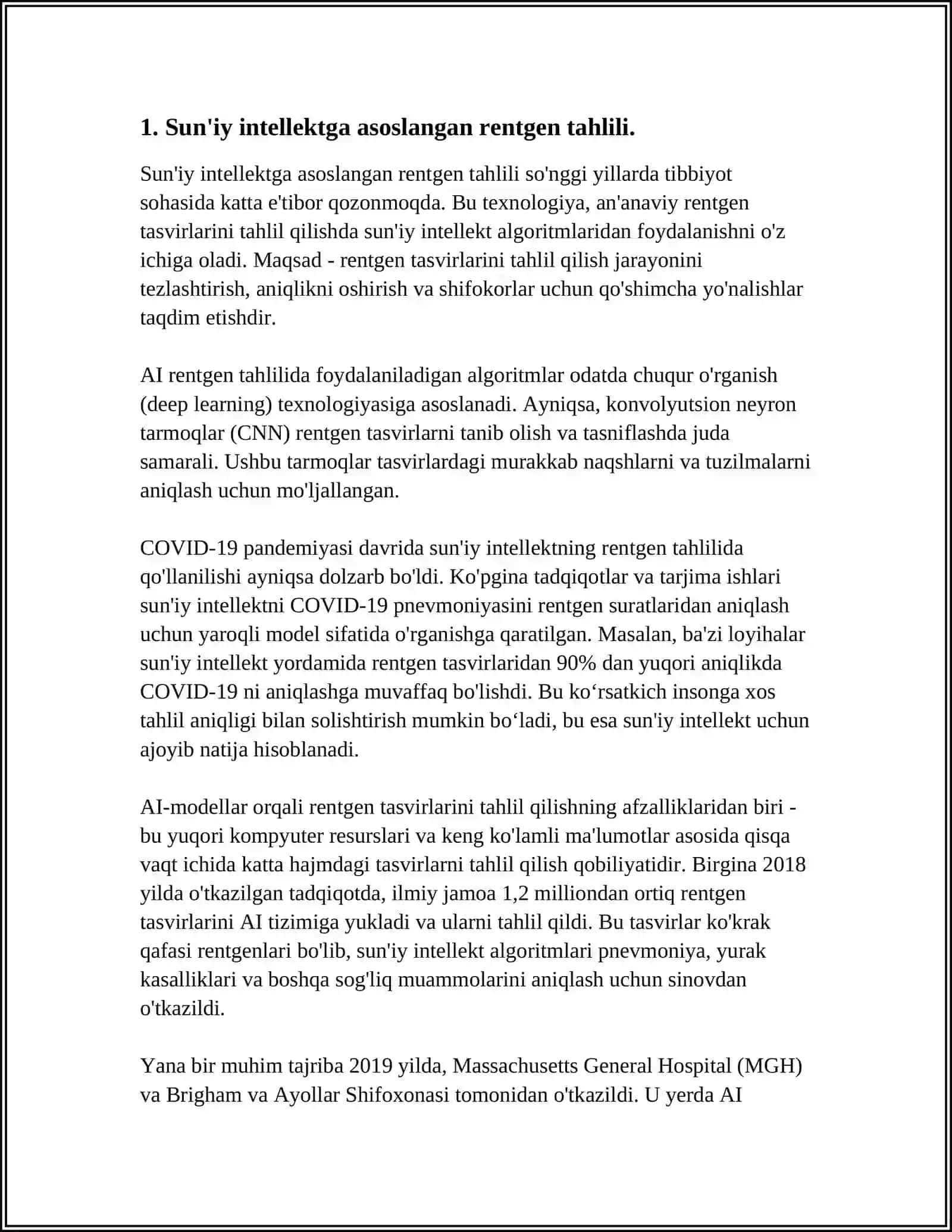 SUN'IY INTELEKT TEXNOLOGIYALARI ASOSIDA TIBBIYOTDA TURLI KASLIKLARNI DIAGNOSTIKA QILISH 3