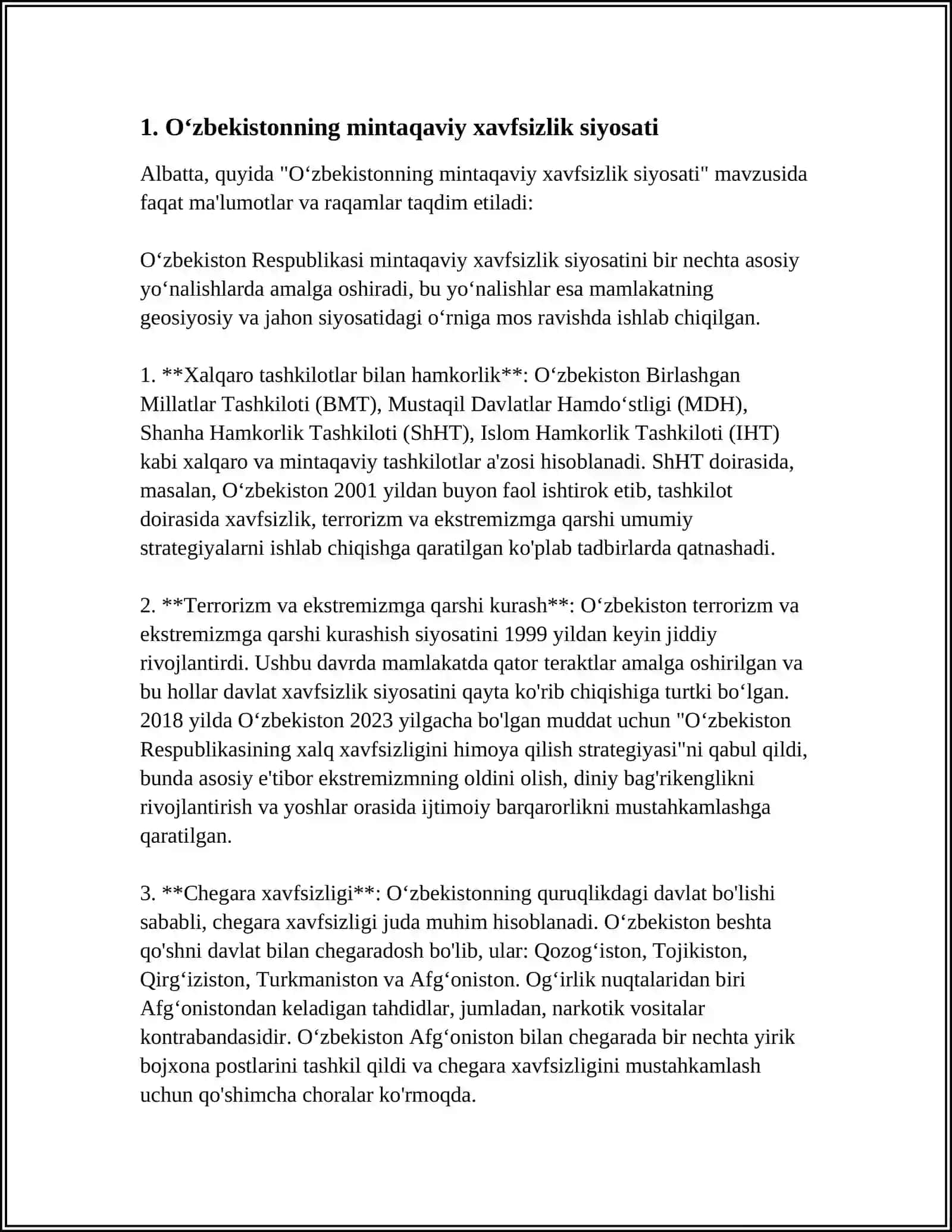 Oʻzbekistonning mintaqaviy xavfsizlik siyosati 3