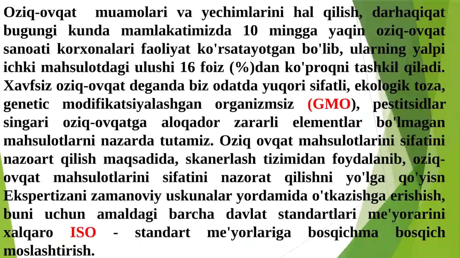 Oziq-ovqat muammolari halqaro standartlari 3