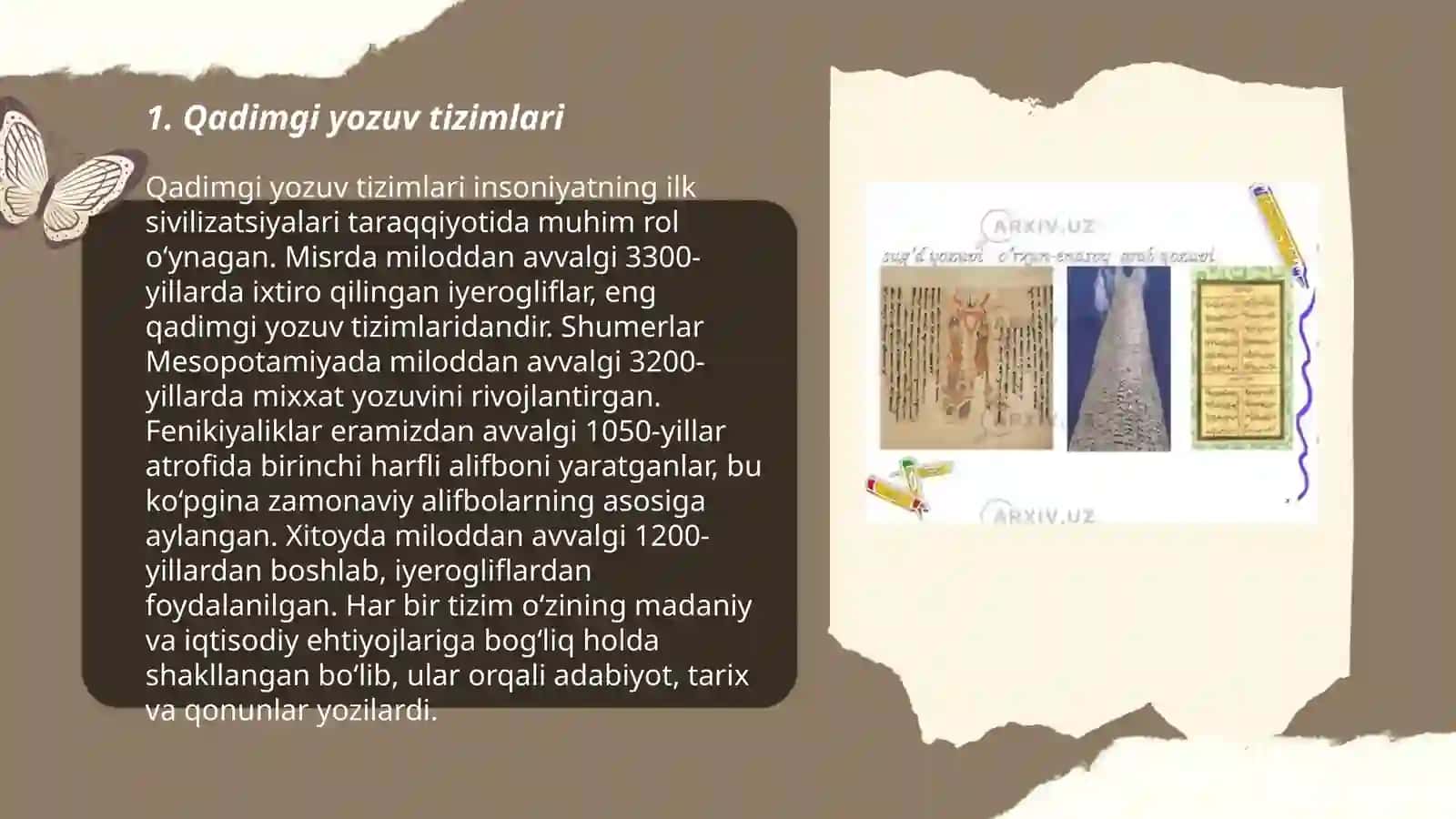 Yozuv tarixi va qo'lyozmasining manbalar.Paleografiya 3