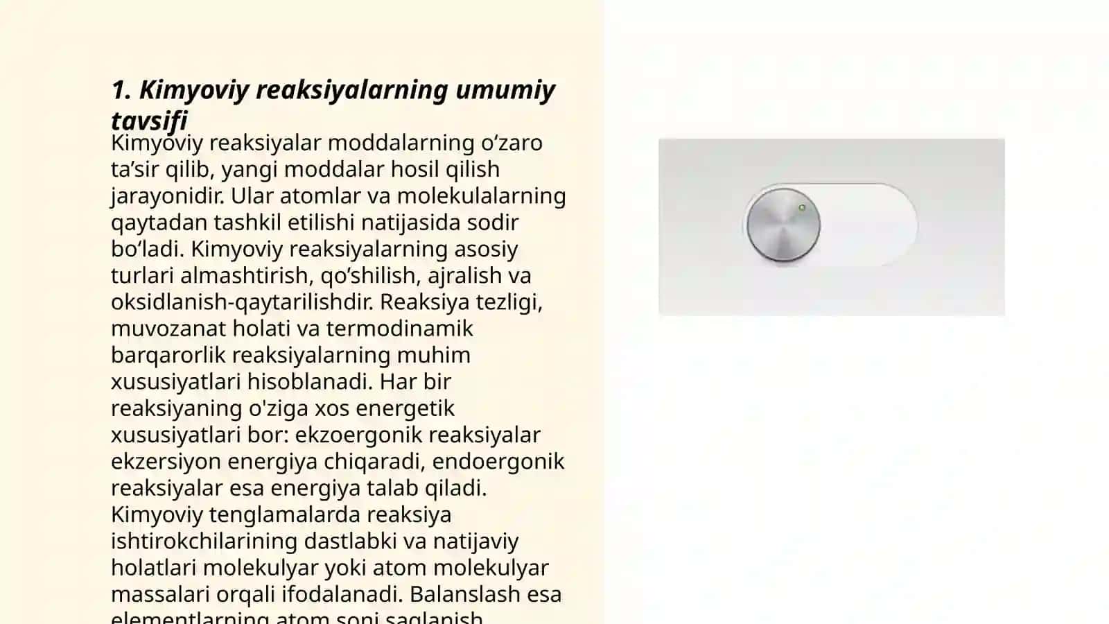 Kimyoviy reaksiyalarning umumiy tavsifi 3