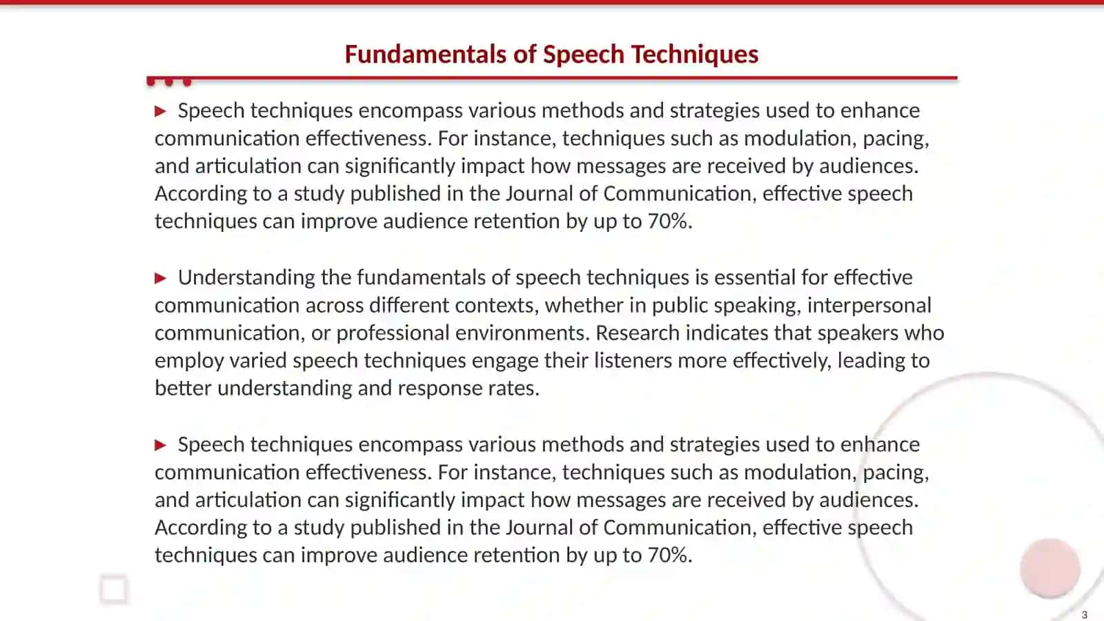 The Role of Speech Technique in Communication 3