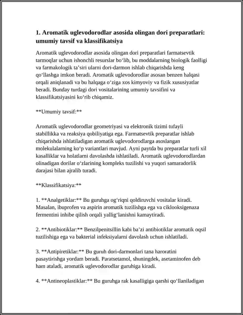 AROMATIK UGLEVODORODLAR ASOSIDA OLINADIGAN DORI PREPARATLARI 3