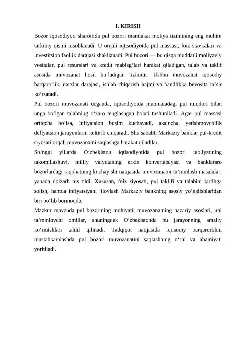 PUL BOZORIDA MUVOZANAT 3