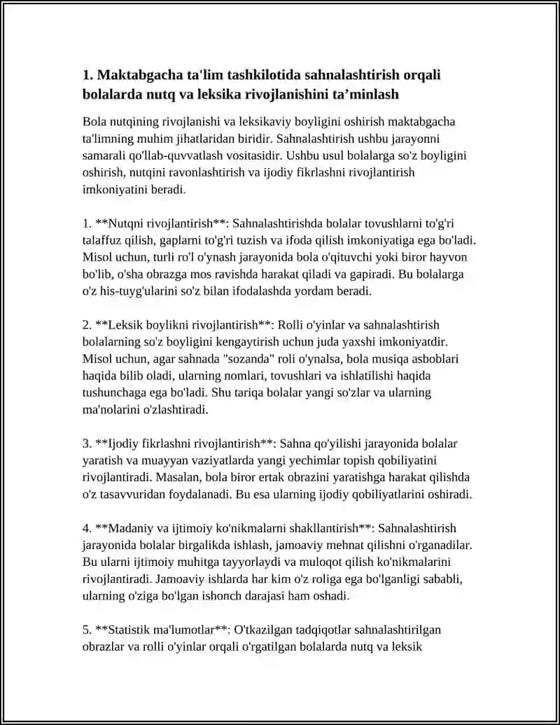 MAKTABGACHA TA'LIM TASHKILOTIDA SAHNALASHTIRISH FAOLIYATNING AHAMIYATI 3