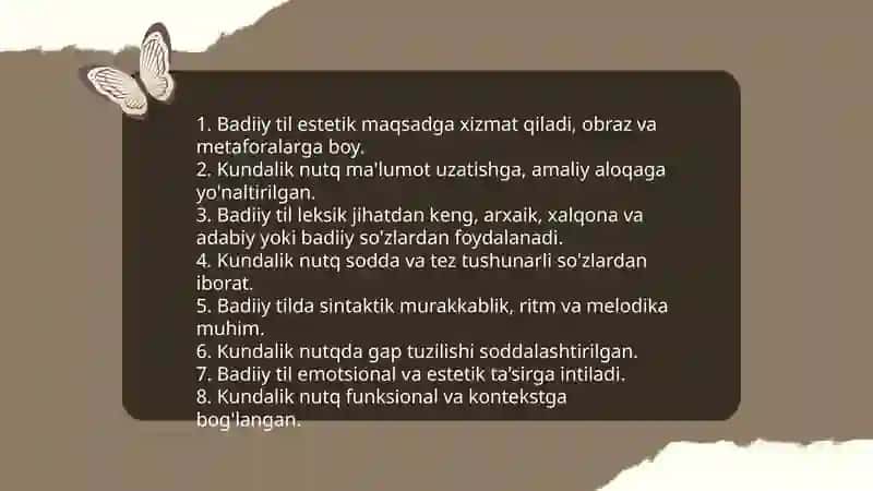 Badiiy asar tilining o'ziga xos xususiyatlari 3