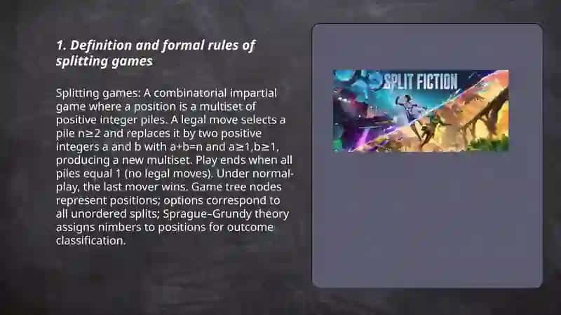 Splitting games 3
