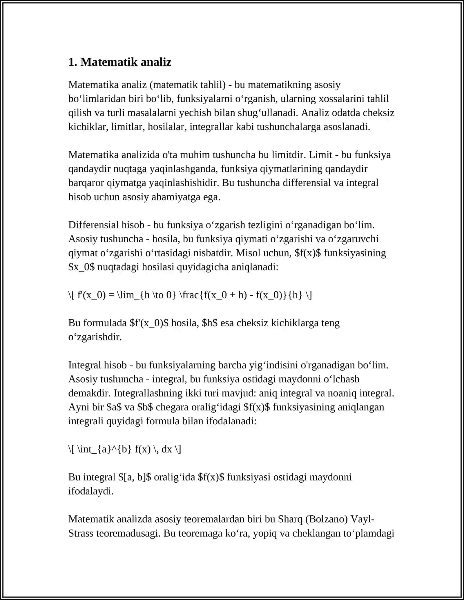 Matematik analiz 3