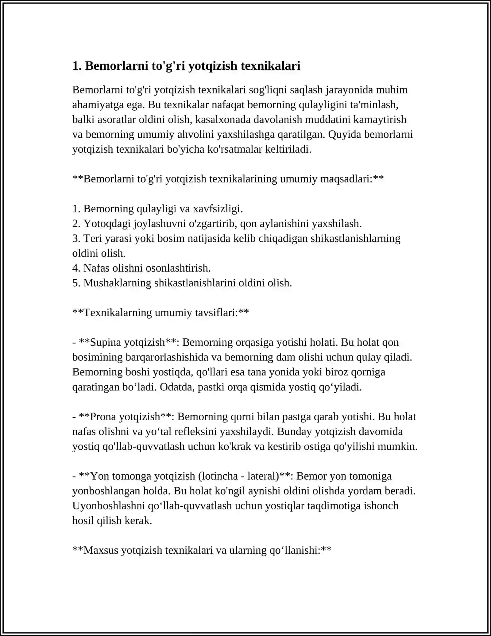 Bemorlarda Yotoq Yaralarini Oldini Olish 3
