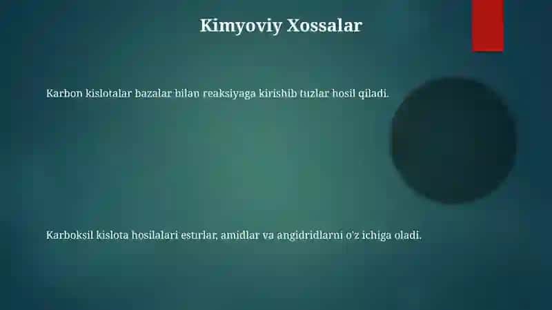 Karboksilli birikmalar va ularning funksional hosilalari 3