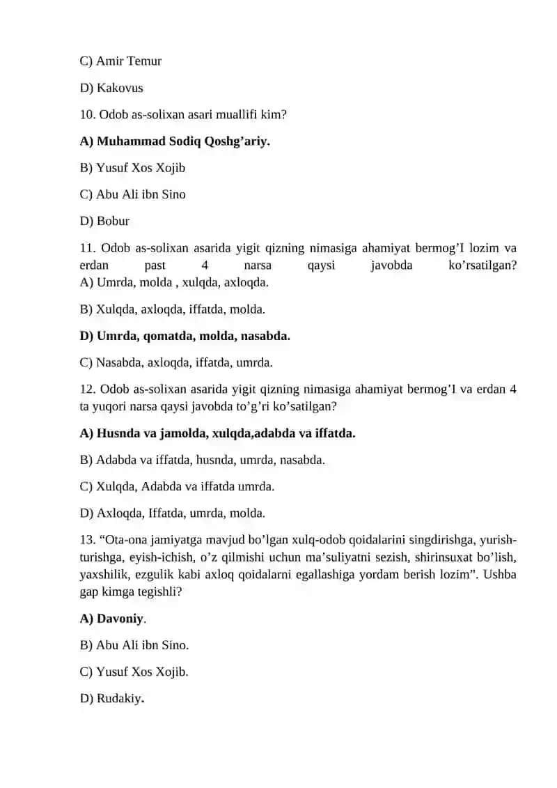 OILA PEDAGOGIKASI FANIDAN TEST SAVOLLARI 3