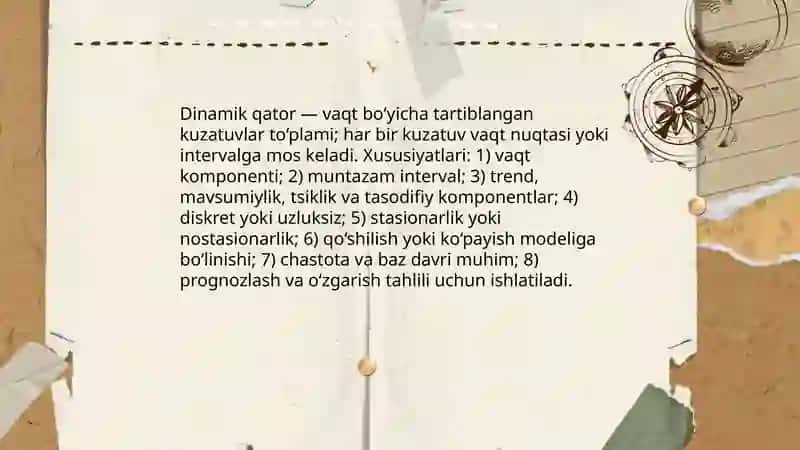 TAQDIM ETILGAN STATISTIK JADVALLAR ASOSIDA DINAMIK QATORLARNI TAHLIL QILISH VA TAHLILIY MALUMOTNOMA TAYYORLASH 3