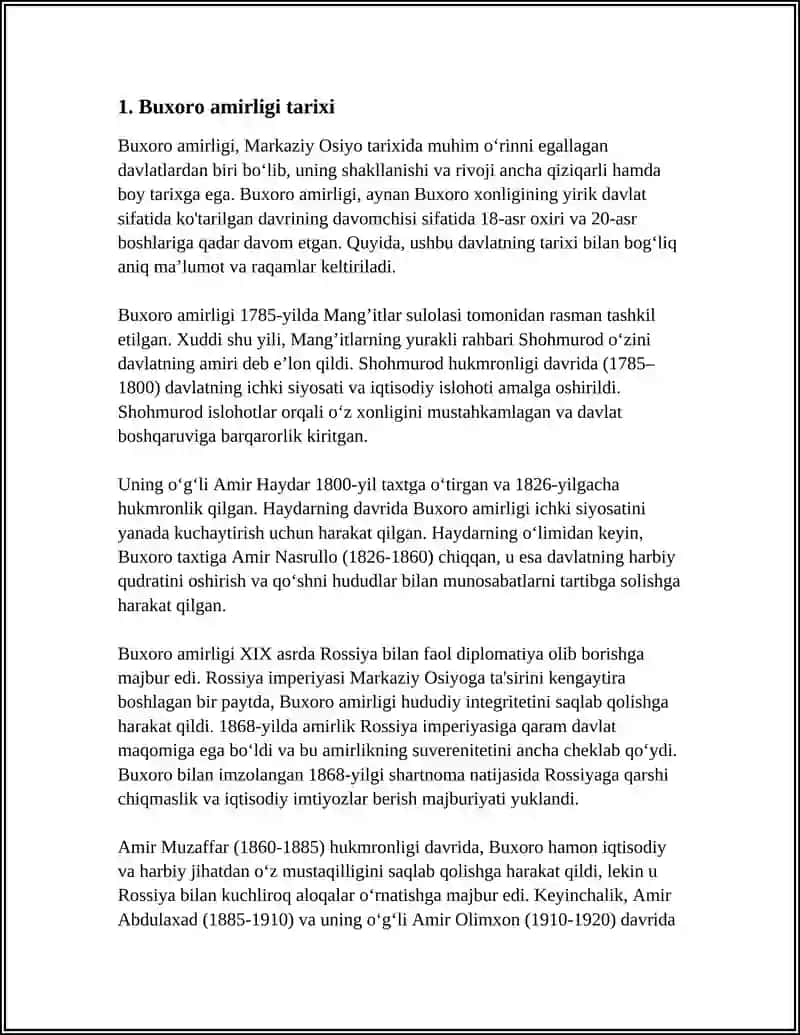 Buxoro Amirligi Referat 3
