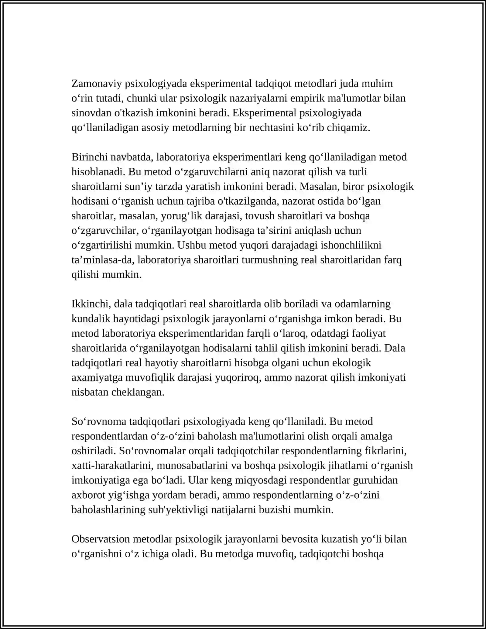 Zamonaviy psixologiyada eksperimental tadqiqot metodlari 3