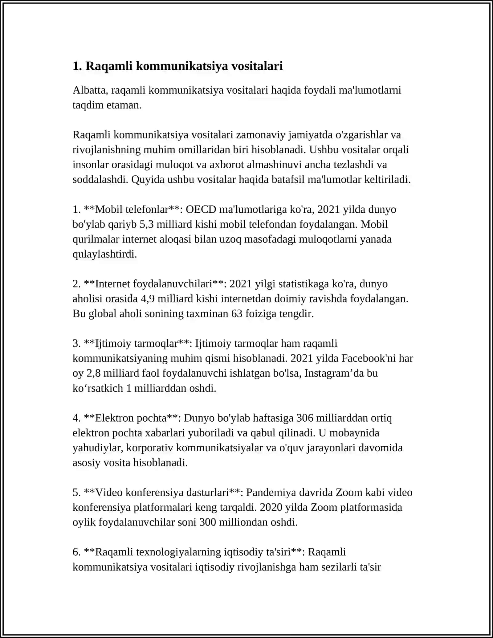 MUSTAQIL ISH Mavzu: MEDYA MAYDON VA INTERNET IMKONYATLARII 3