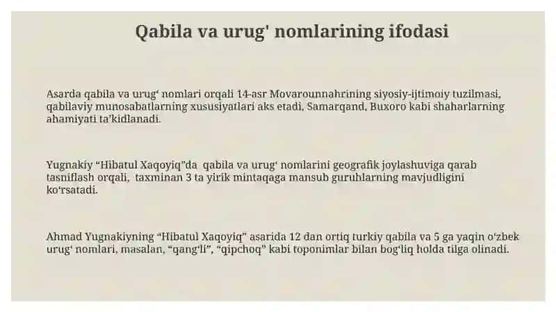 Hibatul xaqoyiq asaridagi onomastika Ahmad yugnakiy 3