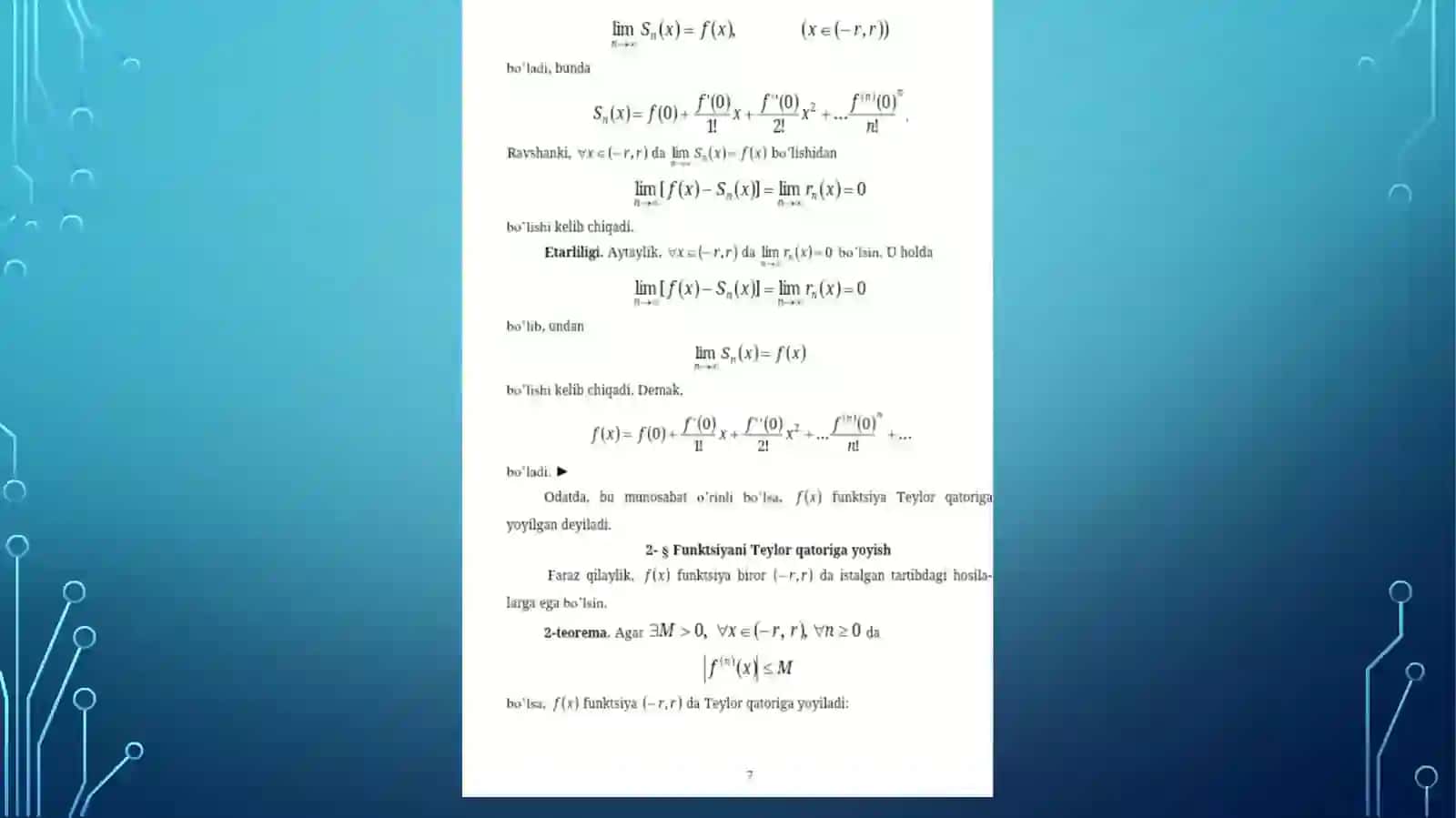Funksiyani darajal qatorga yoyish 3