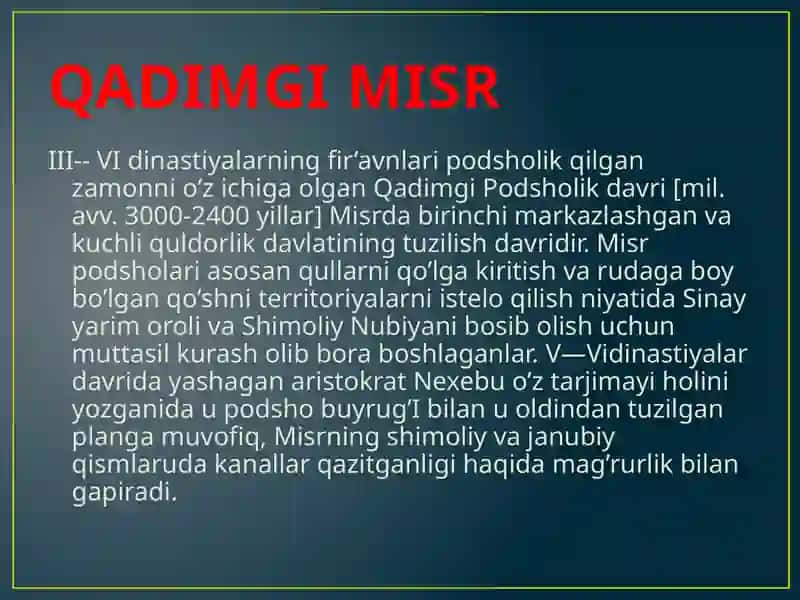 QADIMGI MISR PODISHLIGI 3