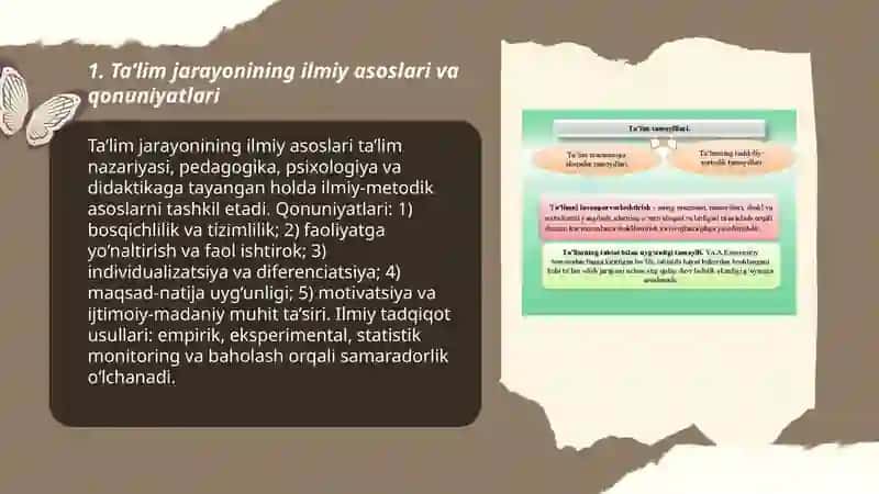Ta’lim jarayoni qonuniyatlari va tamoyillari. 3